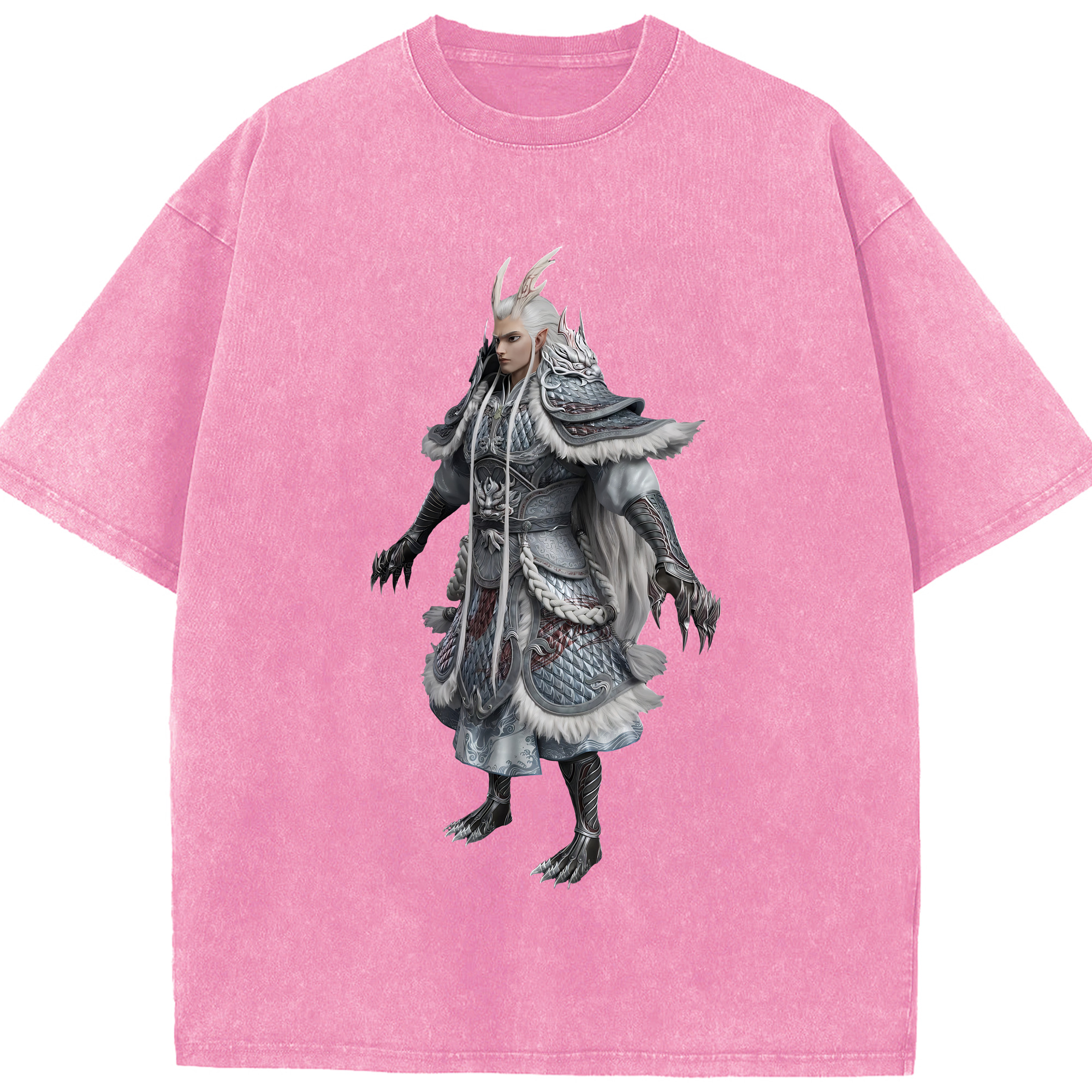（画像用） Ne Zha 2 ナタ 魔童の大暴れ 綿100% ヴィンテージ風 半袖Tシャツ（フロントプリント）